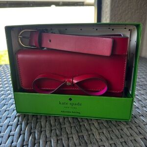 Kate Spade Genuine Leather Adjustable Bow Belt Bag Garnet Red L/XL